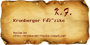 Kronberger Füzike névjegykártya